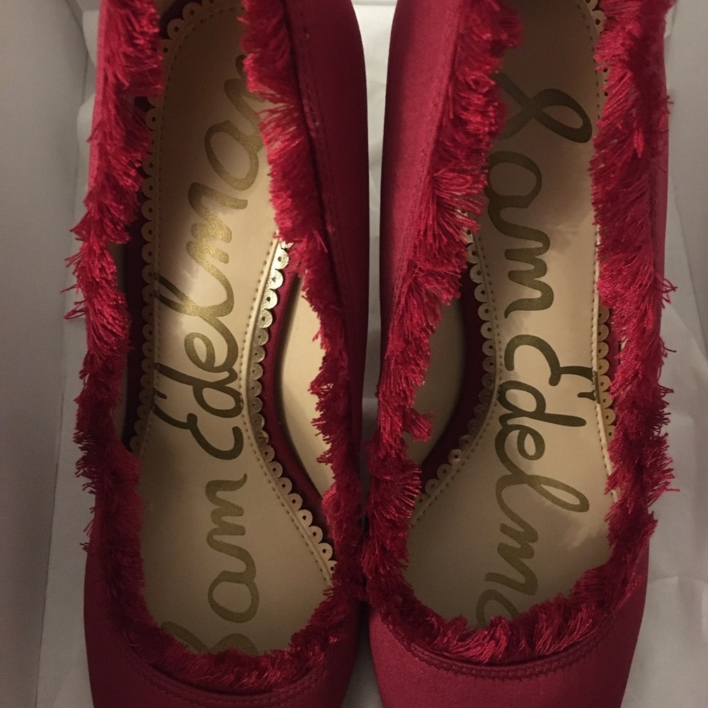 Sam Edelman Red Pointed-Toe Fringe Pump - Picture 2 of 6